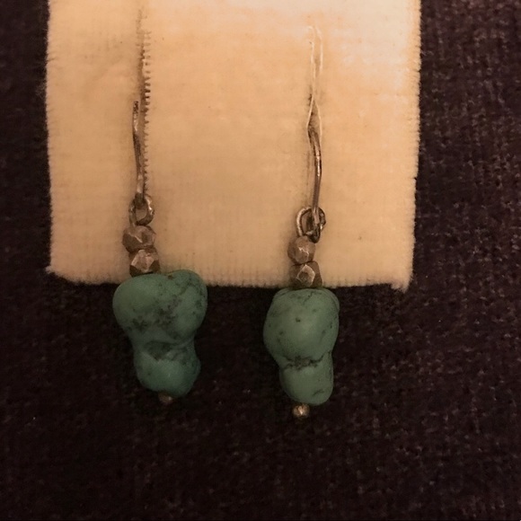 Vintage teal rock small earrings - Picture 4 of 5